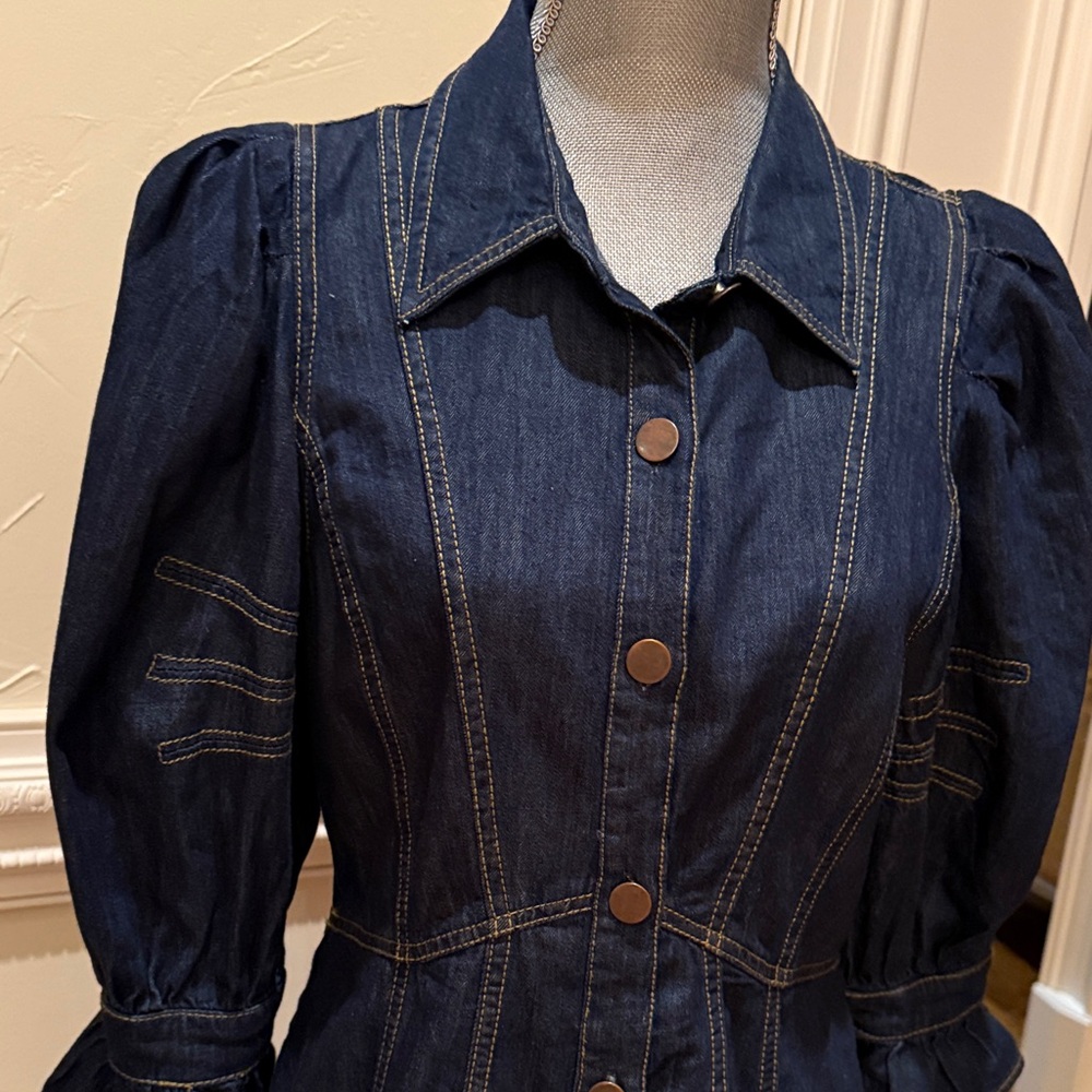 Anthropologie Dark Blue Long Sleeve Dress SZ 8 - Picture 3 of 5